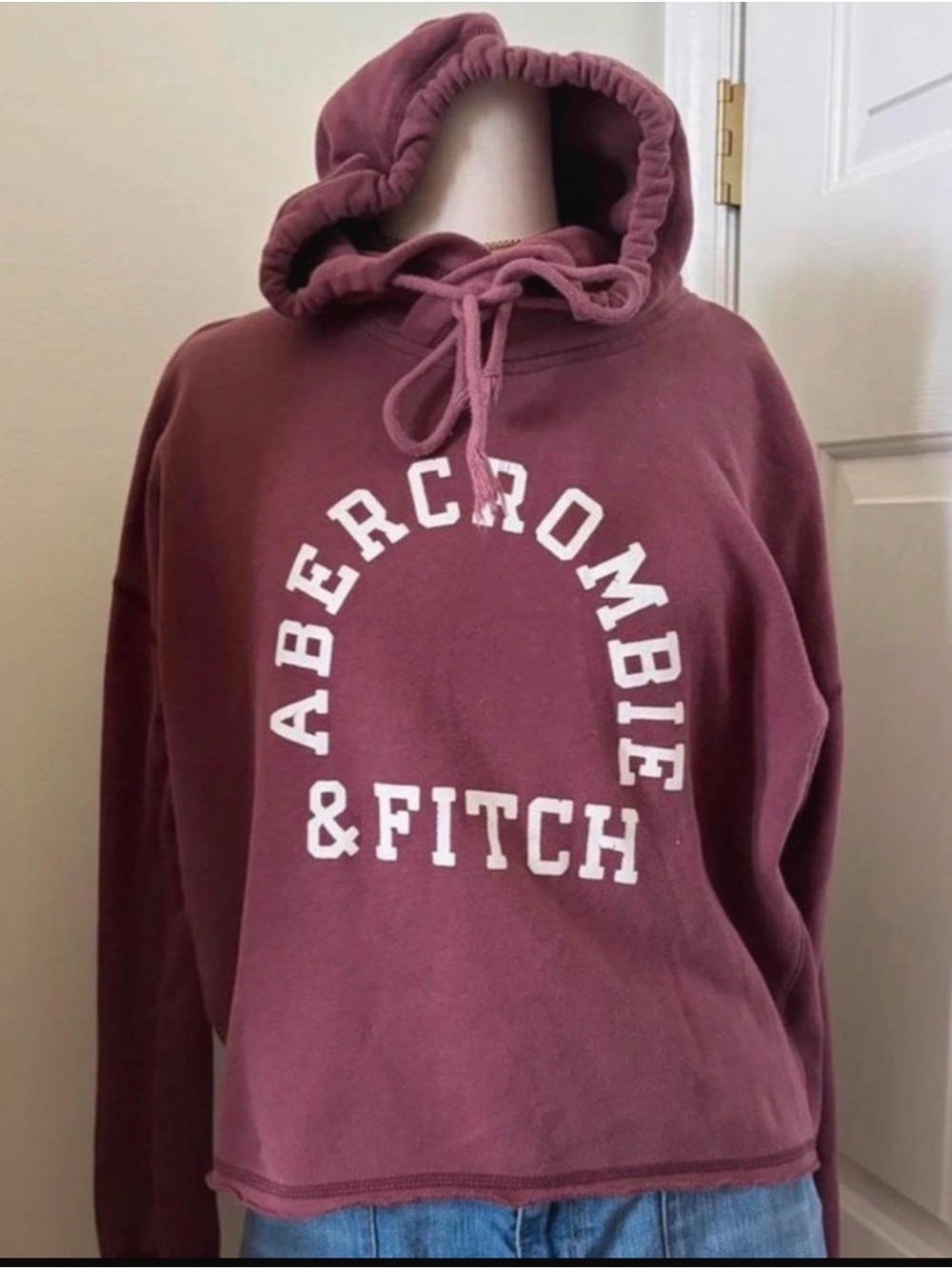 Abercrombie & Fitch Maroon Crewneck Hoodie Sweatshirt